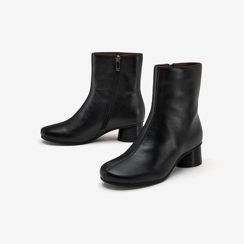 Bata时装靴女2025冬季新款羊皮软底通勤百搭中筒靴66071DZ5