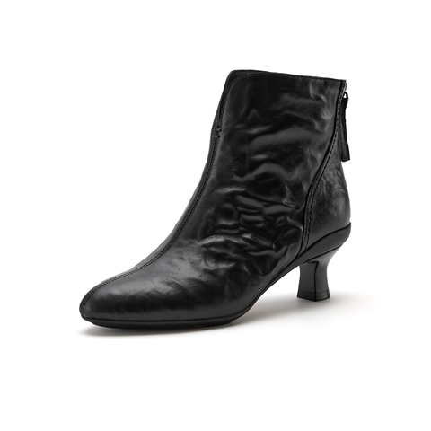 Bata时装靴女2025冬商场新款羊皮软底优雅粗跟通勤短筒靴AIR53DD5