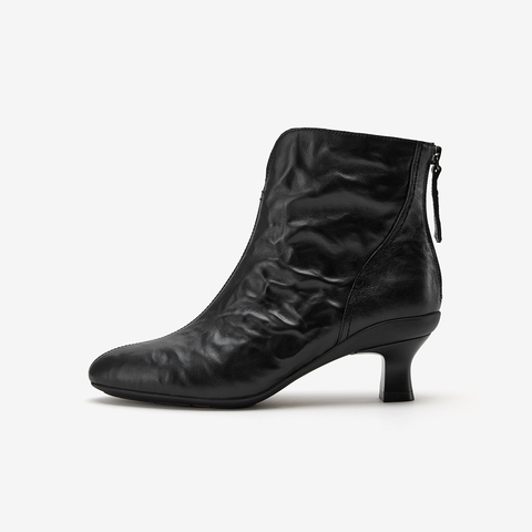 Bata时装靴女2025冬商场新款羊皮软底优雅粗跟通勤短筒靴AIR53DD5