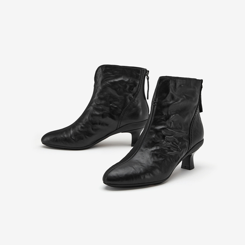 Bata时装靴女2025冬商场新款羊皮软底优雅粗跟通勤短筒靴AIR53DD5