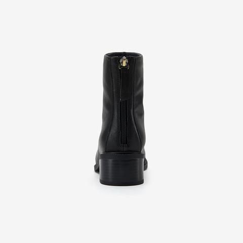 Bata时装靴女2025冬季新款羊皮弹力软底通勤粗跟短筒靴ATO49DD5