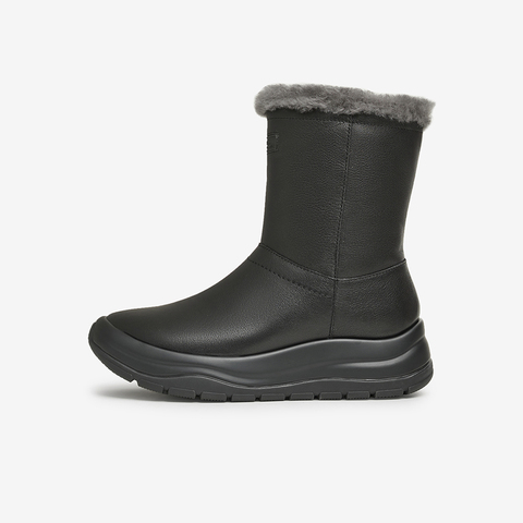 Bata雪地靴女2025冬季商场新款牛剖皮保暖羊毛厚底中靴AGS42DZ5