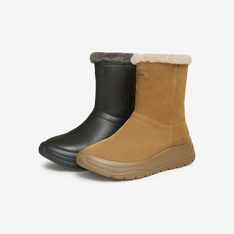 Bata雪地靴女2025冬季商场新款牛剖皮保暖羊毛厚底中靴AGS42DZ5