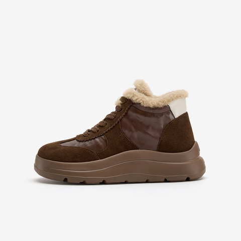 Bata休闲鞋女2025冬商场新款通勤百搭时尚厚底高帮德训鞋AD152DM5