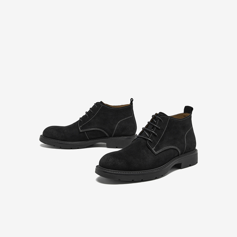 Bata马丁靴男冬2025冬新款英伦风牛剖皮百搭通勤复古低靴29696DD5