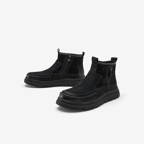 Bata皮靴男2025冬季商场新款加绒休闲百搭通勤低靴79338DD5