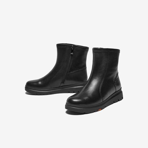 Bata时装靴女2025冬商场新款羊皮软底通勤百搭厚底短筒靴ABN69DZ5