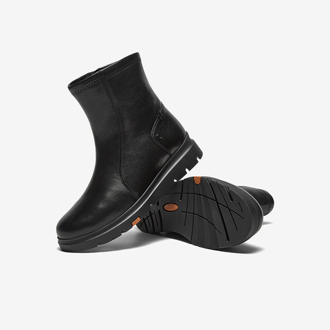 Bata时装靴女2025冬商场新款羊皮软底通勤百搭厚底短筒靴ABN69DZ5