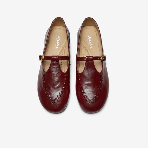 Bata麦穗玛丽珍2025春秋商场新款复古英伦羊皮软底乐福鞋AUO33AA6