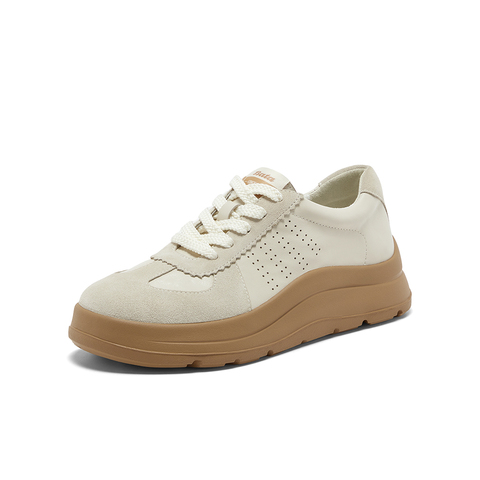 Bata休闲鞋女2025秋商场新款羊皮通勤百搭德训厚底运动鞋AD121AM6