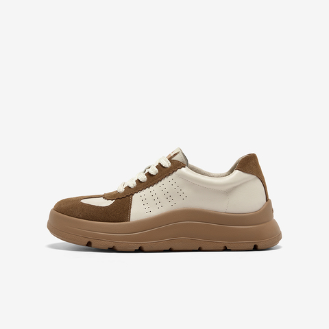 Bata休闲鞋女2025秋商场新款羊皮通勤百搭德训厚底运动鞋AD121AM6