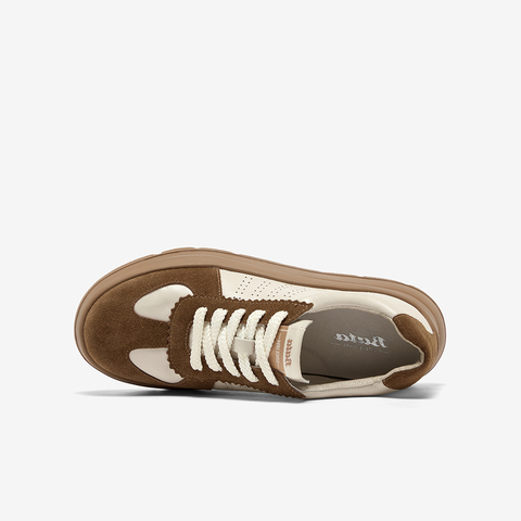 Bata休闲鞋女2025秋商场新款羊皮通勤百搭德训厚底运动鞋AD121AM6