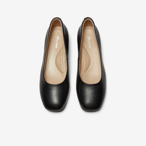 Bata浅口单鞋女2025春秋季商场新款羊皮软底百搭通勤单鞋AOX22AQ6