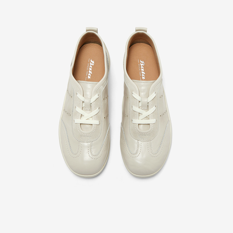 Bata羊皮书德训女2025春秋季商场新款时尚软底休闲运动鞋ALI57AM6