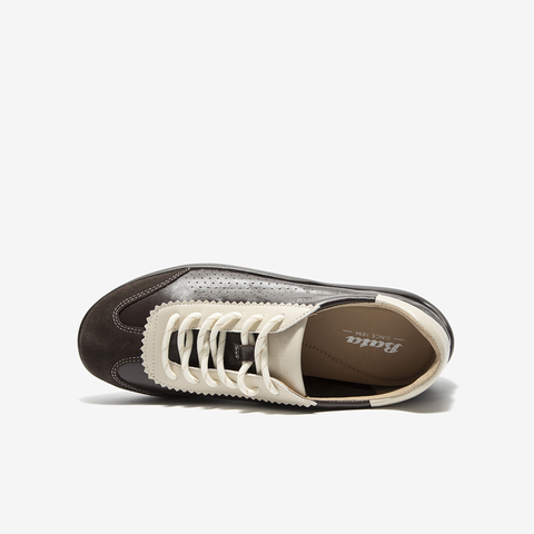 Bata羊皮书女2025秋商场新款德训内增高运动软底休闲鞋ALI73AM6