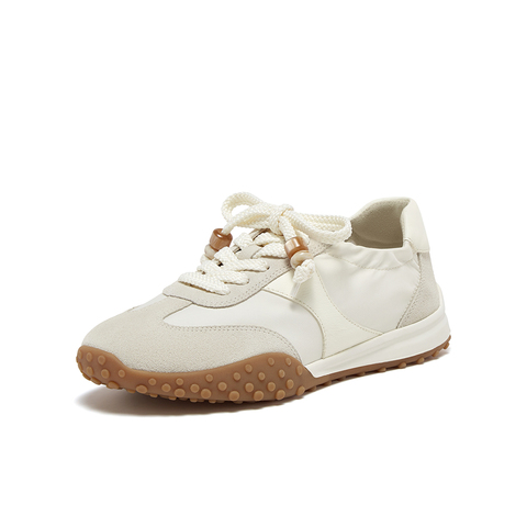 Bata阿甘鞋女2025夏季商场新款牛皮厚底德训休闲运动鞋AZX06AM6
