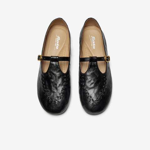 Bata麦穗玛丽珍2026春季商场新款复古英伦羊皮软底乐福鞋AUO33AA6