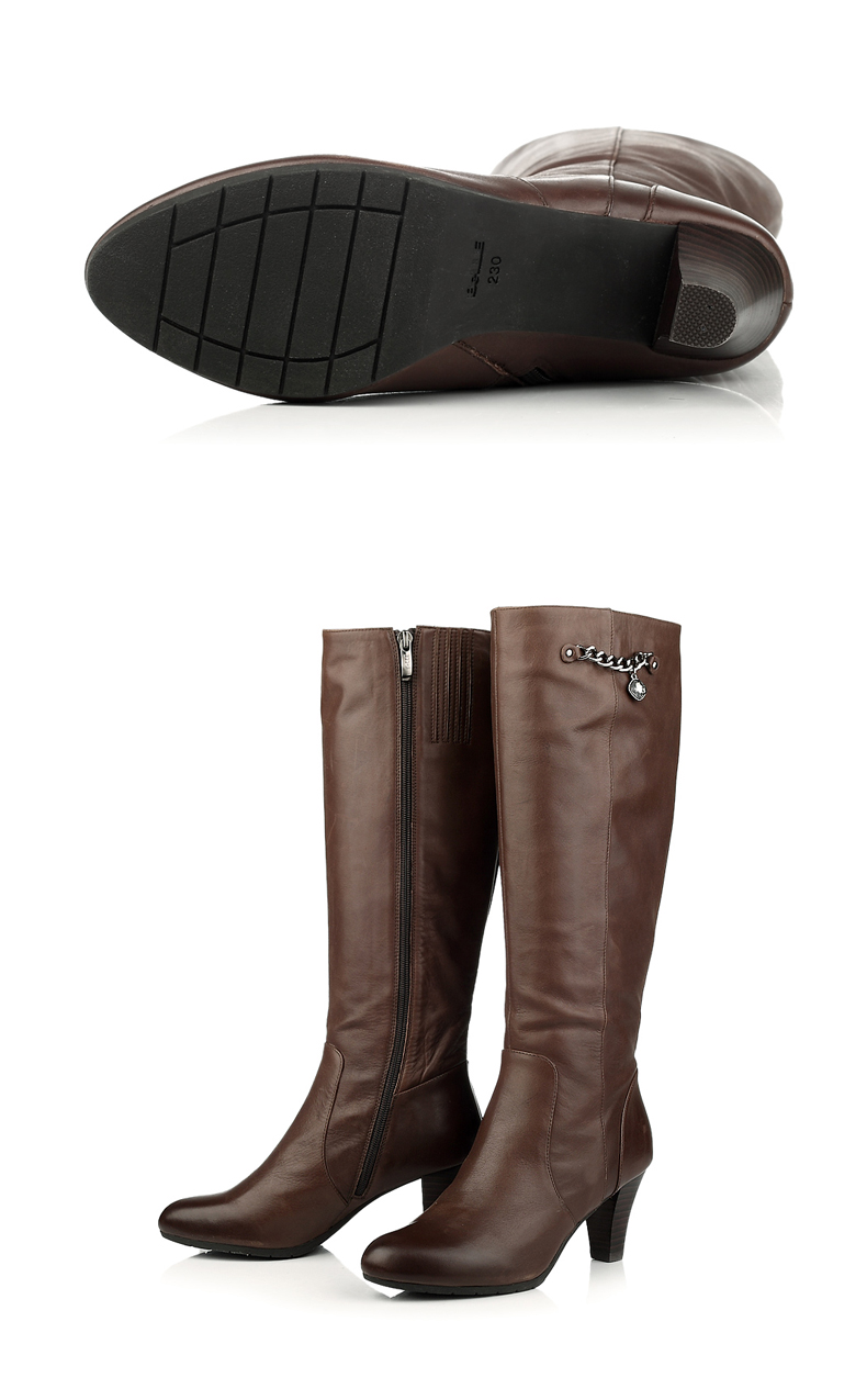 belle/百丽牛皮3zp70dg2冬季女靴 简约时尚