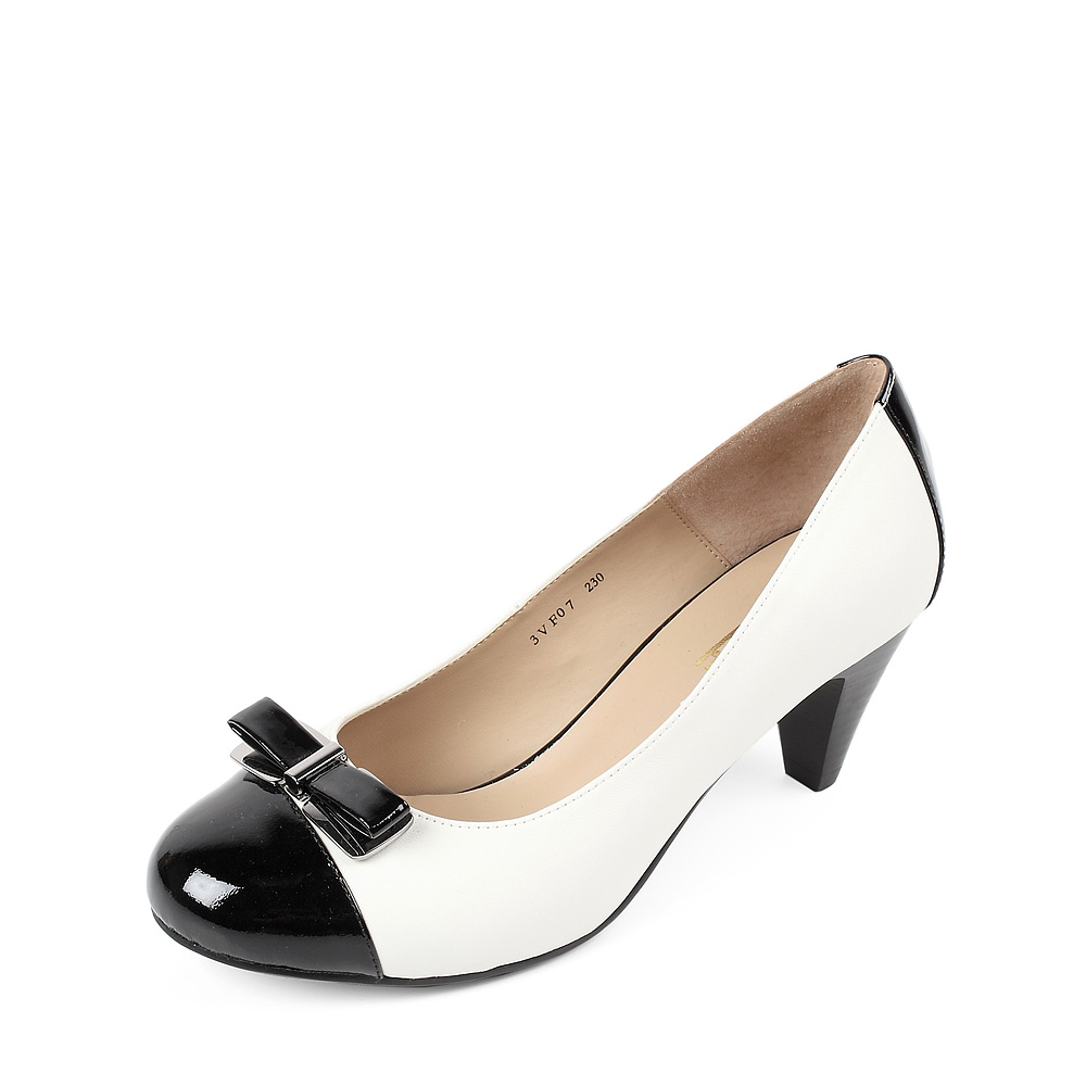 belle/百丽春季白绵羊/黑色漆牛女单鞋 3vf07aq3