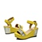 BELLE/百丽夏季黄色/金色混合材料女凉鞋3WJA6BL3