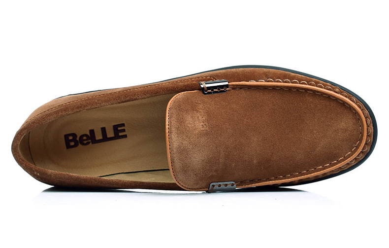 belle/百丽秋季土黄色绒面牛皮男单鞋d308-cm4