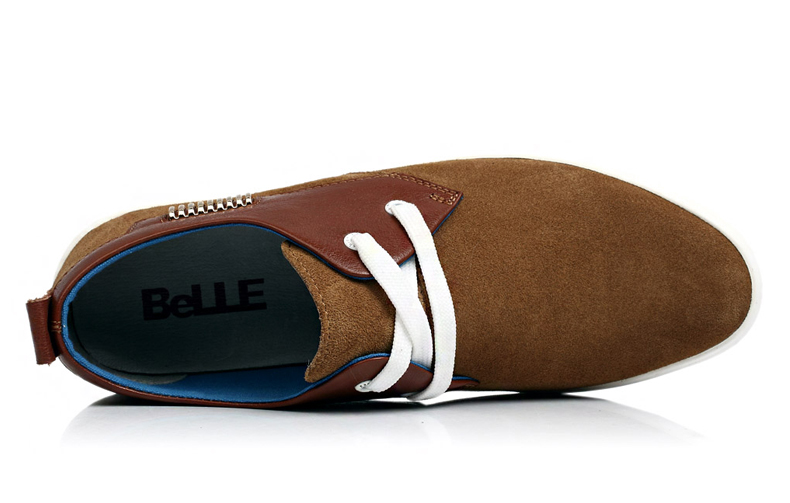 【百丽belle07135cm4浅灰】belle/百丽秋季浅灰色绒面牛皮/棕色牛皮男