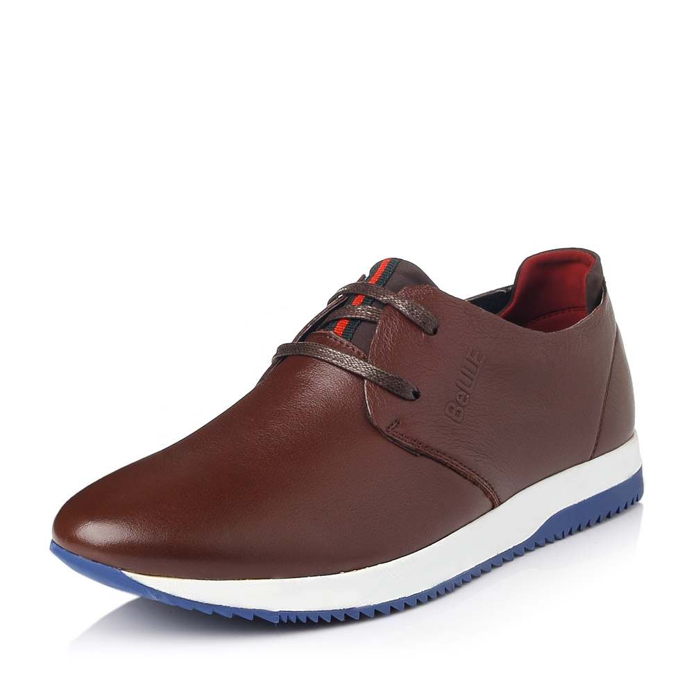 belle/百丽2015秋季棕摔纹牛皮革男休闲鞋91237cm5