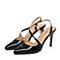 BELLE/百丽春季专柜同款黑色漆皮牛皮女凉鞋3Z435AH5