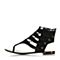 BELLE/百丽夏季专柜同款黑色绒布夹脚女凉鞋Q3G1DBL6
