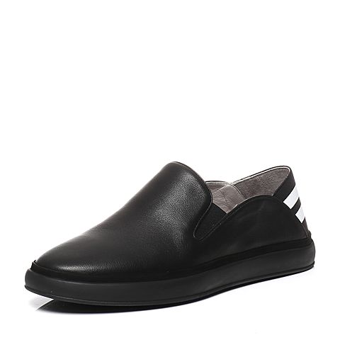 BELLE/百丽春季专柜同款牛皮/橡筋套脚圆头平跟男休闲鞋4UG01AM7