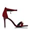 BELLE/百丽夏季专柜同款羊皮酒红色超高跟女凉鞋R1K1DBL7