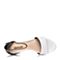 BELLE/百丽夏专柜同款白/黑白羊皮粗跟一字型女凉鞋BLA39BL7