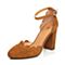 BELLE/百丽春季专柜同款棕色羊绒皮女凉鞋BSU30AK7