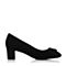BELLE/百丽秋季专柜同款黑色羊绒皮女单鞋BWI04CQ7