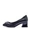 BELLE/百丽秋季专柜同款黑色油皮小牛皮女单鞋BWI02CQ7