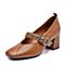 BELLE/百丽秋季专柜同款棕色摔纹牛皮玛丽珍鞋R5S2DCQ7