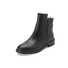 Belle/百丽冬季专柜同款黑色油皮牛皮女短靴BKD53DD7