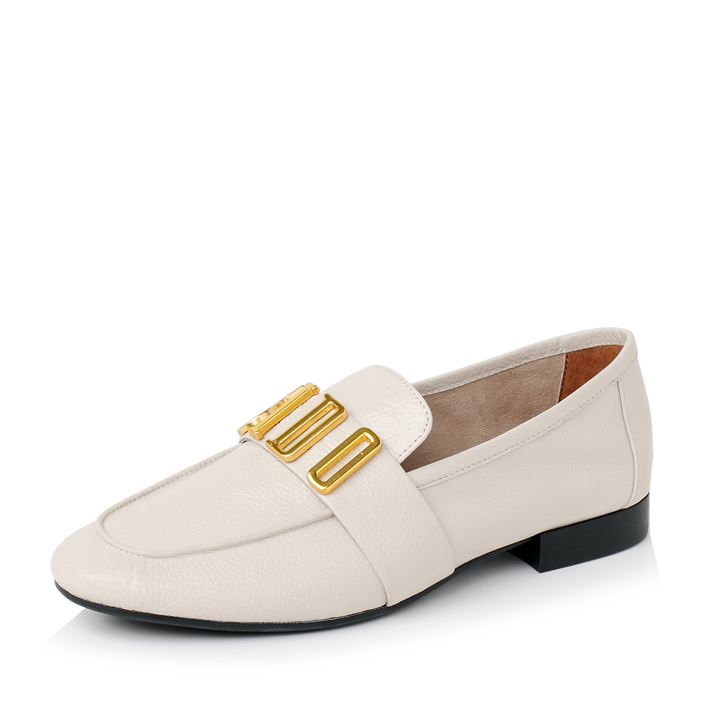 belle/百丽秋季米色时尚舒适牛皮革女皮鞋16103cm7