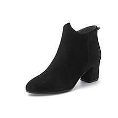 Belle/百丽冬季专柜同款黑色羊皮女短靴3EKC1DD7