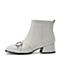 BELLE/百丽冬季专柜同款白色摔纹牛皮革女皮靴(绒里)BWE40DD7