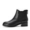 BELLE/百丽冬季专柜同款黑色牛皮革/橡筋女皮靴(绒里)R7W1DDD7