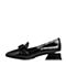 BELLE/百丽专柜同款黑色皱牛漆皮女单鞋乐福鞋S2W1DAM8