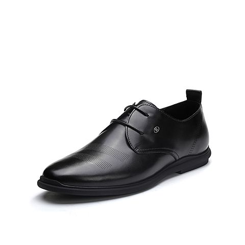 BELLE/百丽夏商场同款黑色牛皮男商务休闲鞋5RQ01BM8