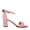 BELLE/百丽粉色羊绒皮革一字带女凉鞋BPFD8BL8