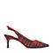 BELLE/百丽专柜同款红绿格子布女凉鞋BRX33AH8