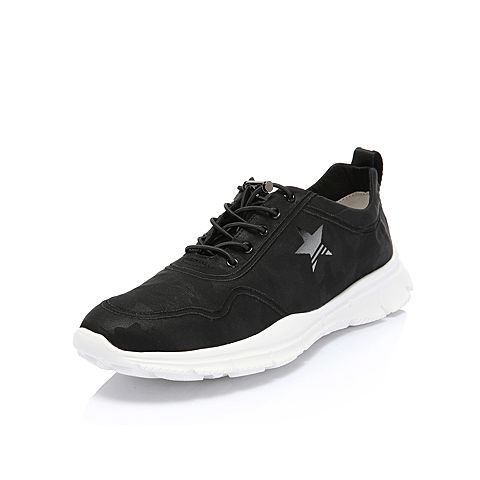 BELLE/百丽夏季商场同款黑色星星图案松紧带男休闲鞋5SY01BM8