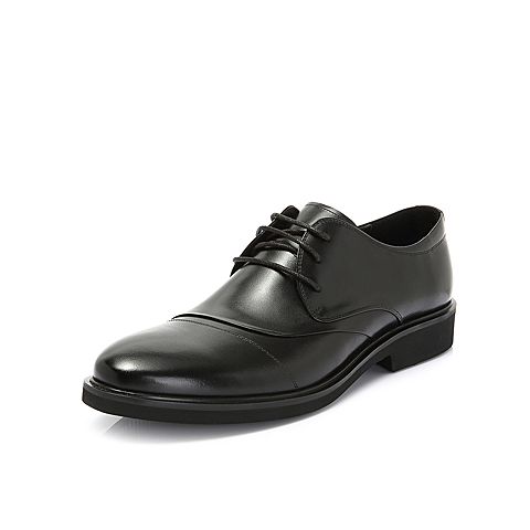 BELLE/百丽商场同款黑色牛皮革正装男系带皮鞋5TZ01CM8