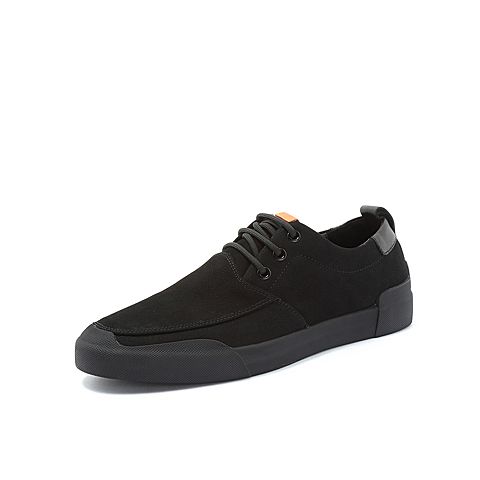 BELLE/百丽商场同款黑色磨砂牛皮革板鞋男休闲鞋5UD01CM8