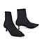BELLE/百丽瘦瘦靴专柜同款黑色飞织帮面小猫跟袜靴女中靴 BA460DZ8