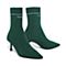 BELLE/百丽瘦瘦靴专柜同款绿色金属丝飞织帮面尖头袜靴女中靴BA862DZ8